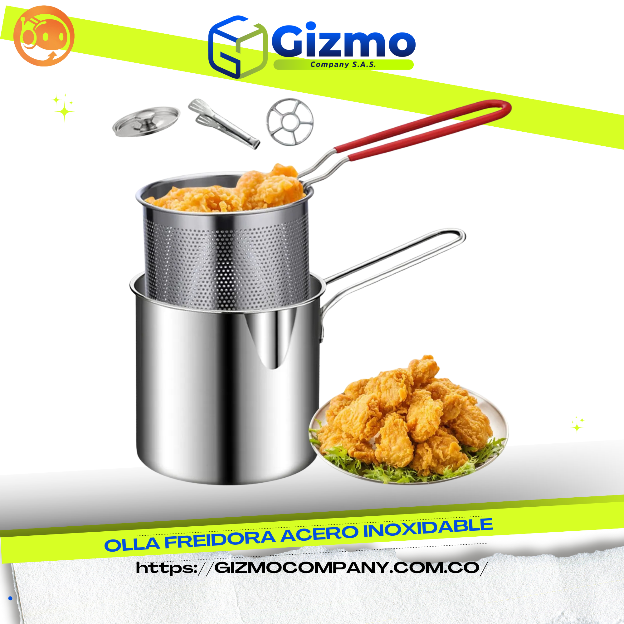 Olla Freidora Acero Inoxidable